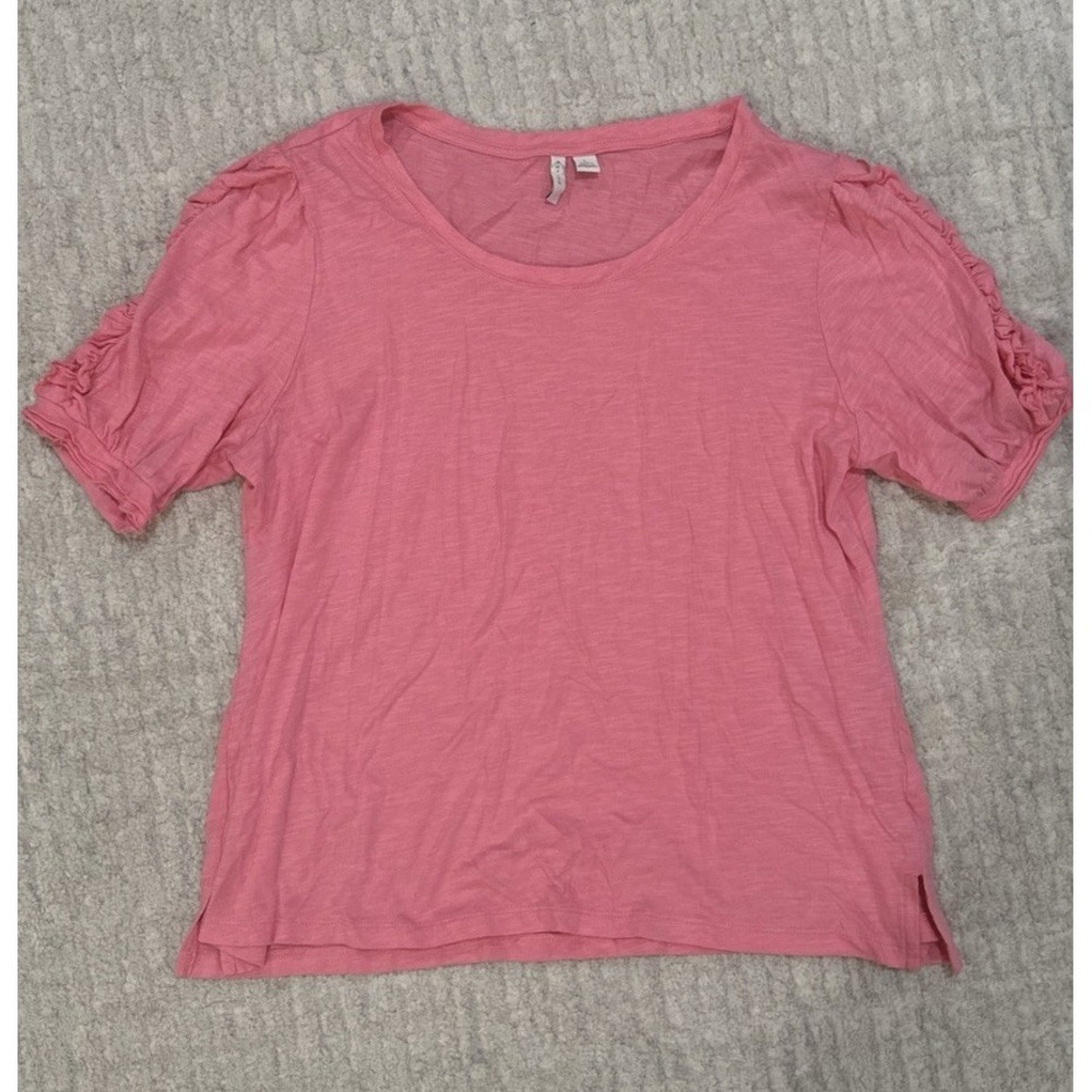 Women's Pink Short Sleeve Ruffled Sleeve‎ Lightweight Barbie Feminine Fairy Sz L